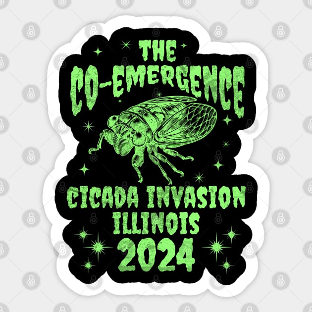 Illinois Cicada Invasion 2024 - Illinois Cicada Co-Emergence 2024 Sticker by Yesteeyear